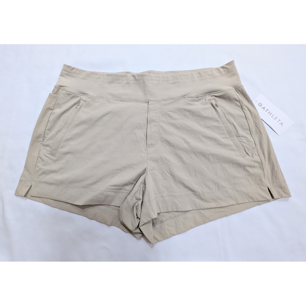 Athleta Women's Trekkie North Short Ecru Khaki Beige Tan Pull On Activewear- NWT